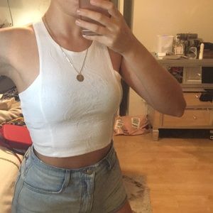 White Textured Crop Top
